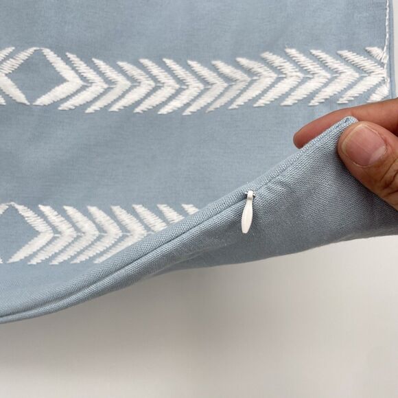 Coastal Accent Pillow Case Cover14"x18" Small Rectangle Blue White Herringbone - Picture 2 of 6